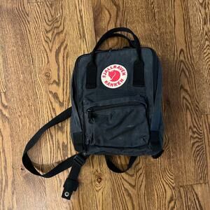 Fjallraven Kanken Mini Backpack Womens Gray Zippered Pocket Long Shoulder Straps